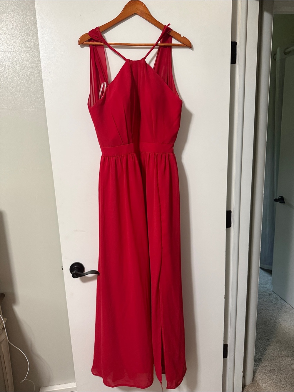Halter Bridesmaid Dress in Red